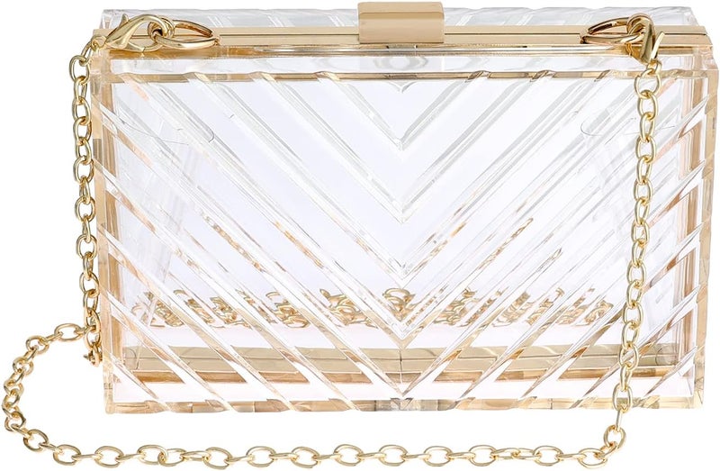 WJCD Clear Purses For Women Acrylic Clear Clutch Bag Stadium Approved - Image 1